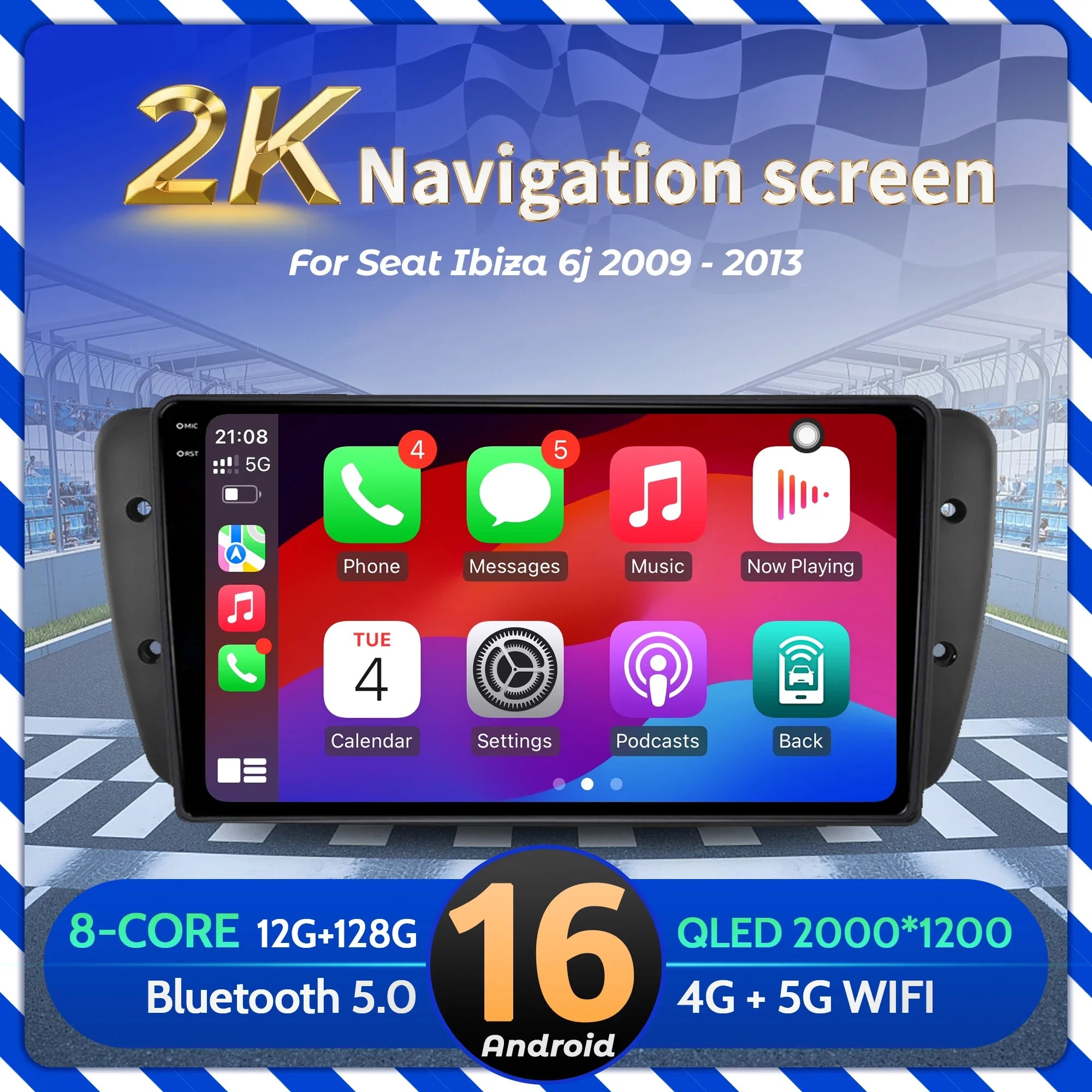 9 inch Car Radio Android 16 For Seat Ibiza 6j 2009-2013 BT Carplay Multimedia Navigation H