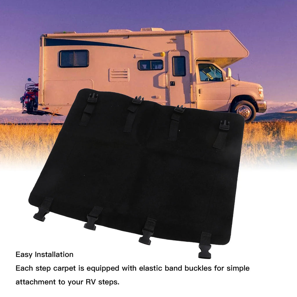 3Pcs RV Step Covers 22 X 20 Inch Black RV Step Rug Carpets for Curved Foot Ladder Manual Electri - Automotive LED Light