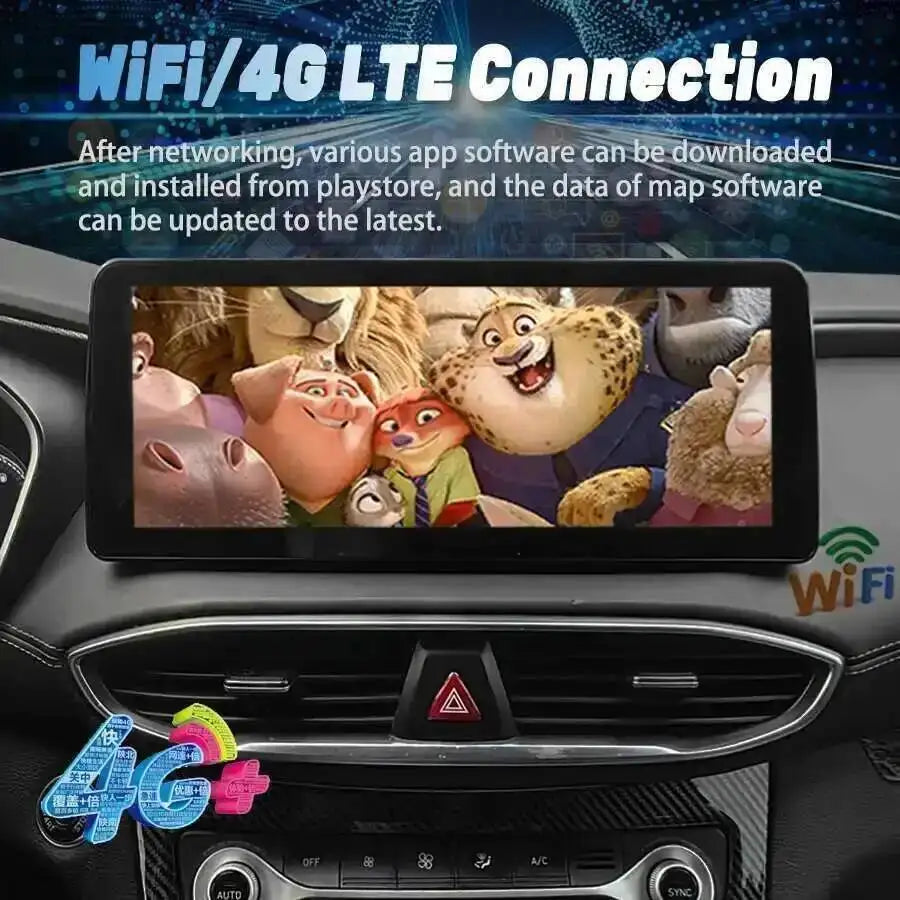 12.3 Inch IPS Screen Music Stereo For Hyundai Santa Fe 4 2018 -2021 GPS CarPlay Android 15