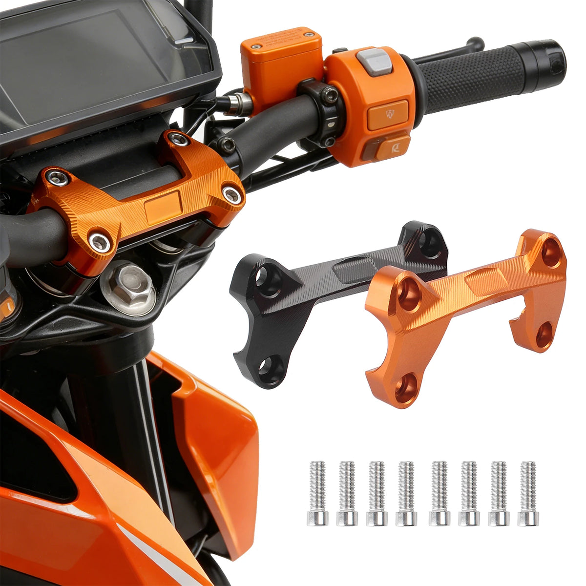 Black/Orange Handlebar Risers Clamp For KTM Duke 125 200 250 390 2006-2015 Universal Motorcycle  - Automotive LED Light
