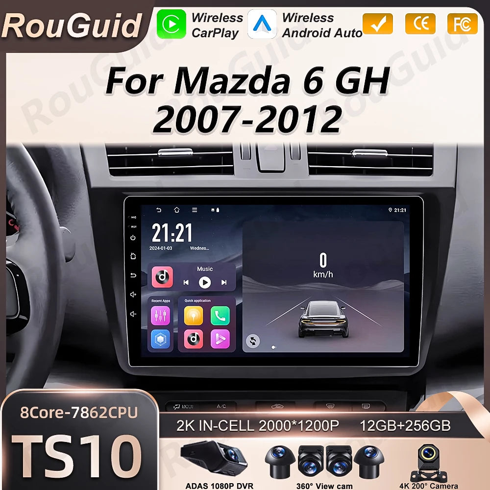 Android16 Auto Car Radio For Mazda 6 GH 2007 2008 2009 2010 2011 2012 GPS Carplay DSP Navi | AUTOKITSHOP