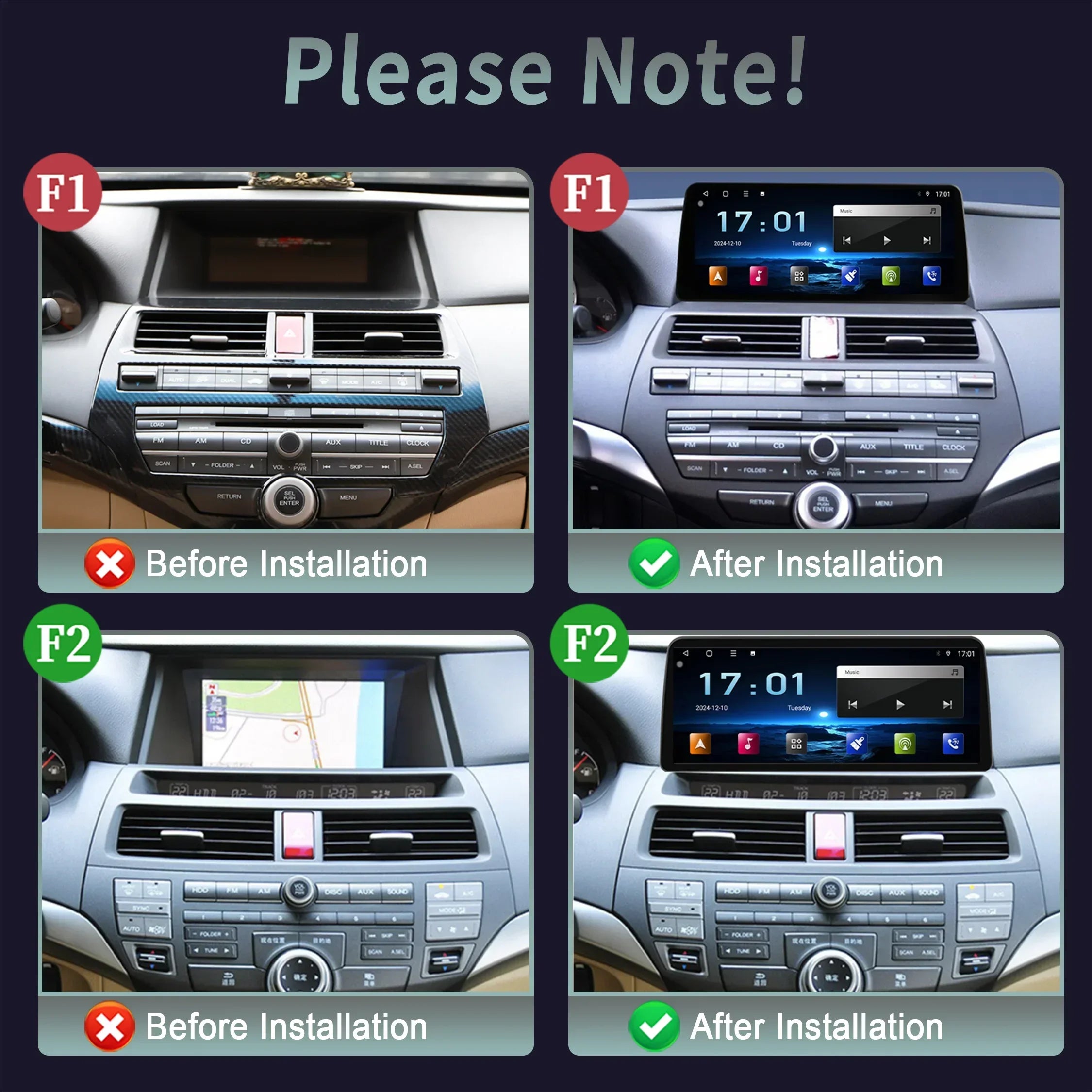12.3inch Android For Honda Accord 2008-2012 Car Radio Multimedia Navigation 4G GPS Wireles