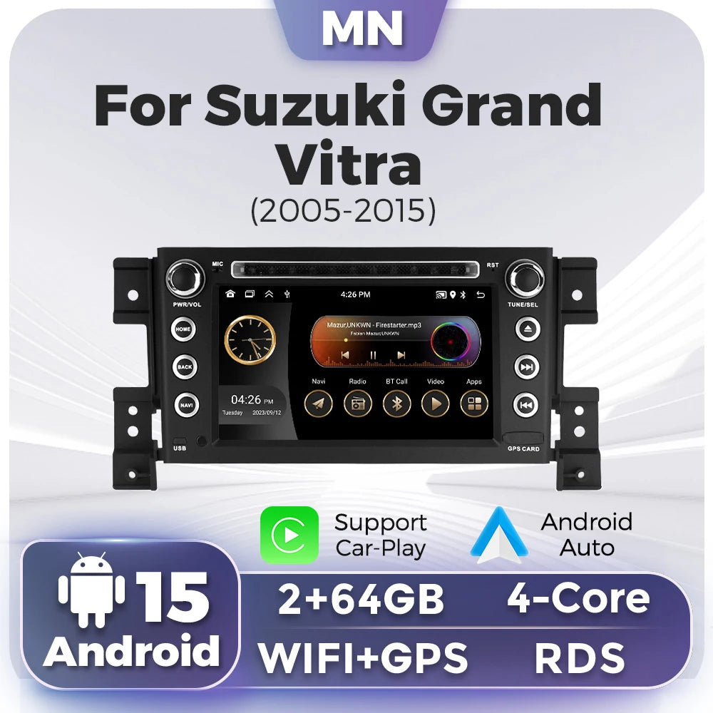 Android 2 Din Car Radio for Suzuki Grand Vitra 3 2005 - 2015 CarPlay Auto Multimedia Playe | AUTOKITSHOP