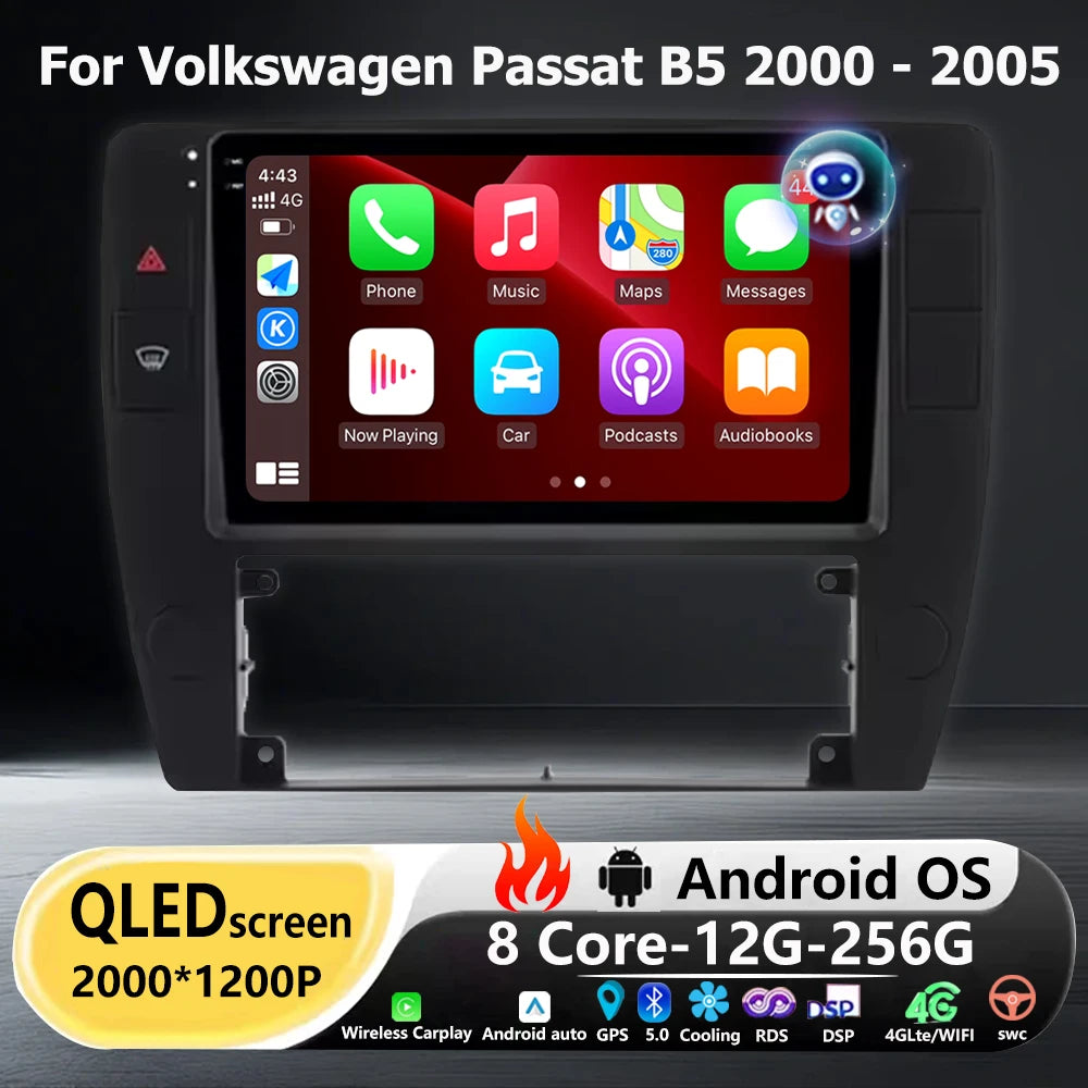 Android 16 Auto For VW Volkswagen Passat B5 2000 2001 2002 2003 - 2005 Car Radio GPS Multi