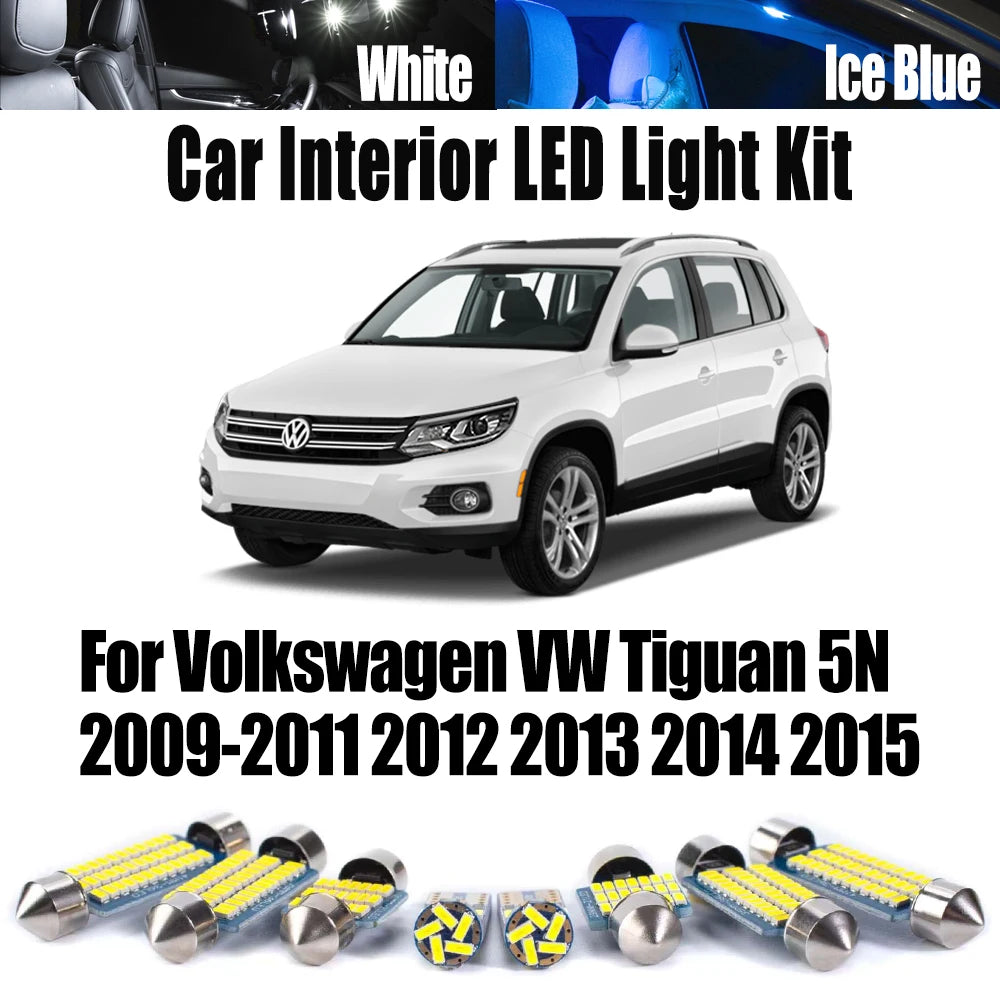 14-Piece LED Interior Light Kit for Volkswagen VW Tiguan 5N 2009- 2014 - Canbus Dome Map Door Trunk Bulbs | AUTOKITSHOP