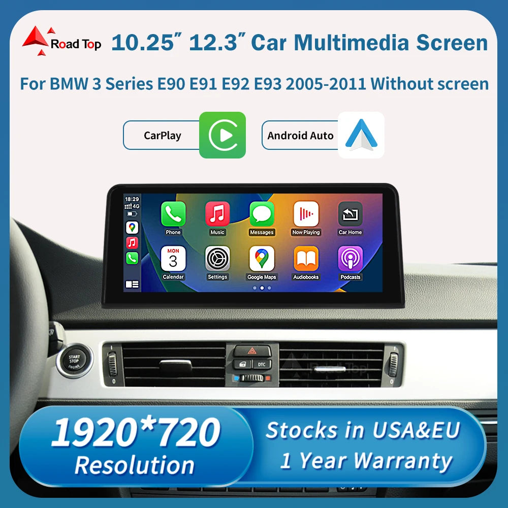 Road Top Wireless CarPlay Android Auto Linux Multimedia Display Screen For BMW Series 3 E9 | AUTOKITSHOP