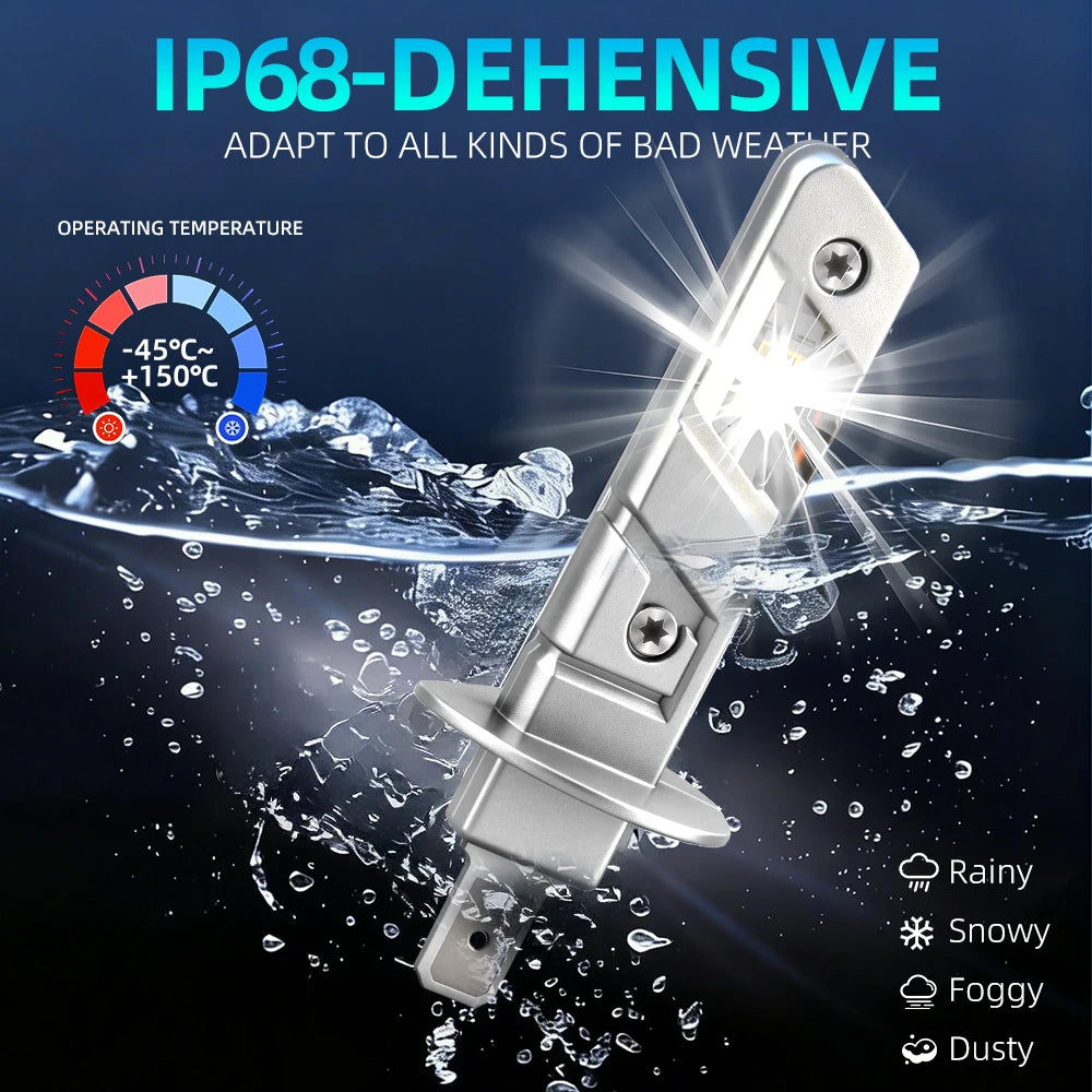 Plug and Play H1 High Beam LED Headlight 3570 CSP Chips 25000LM 130W 6000K White 12V 24V F