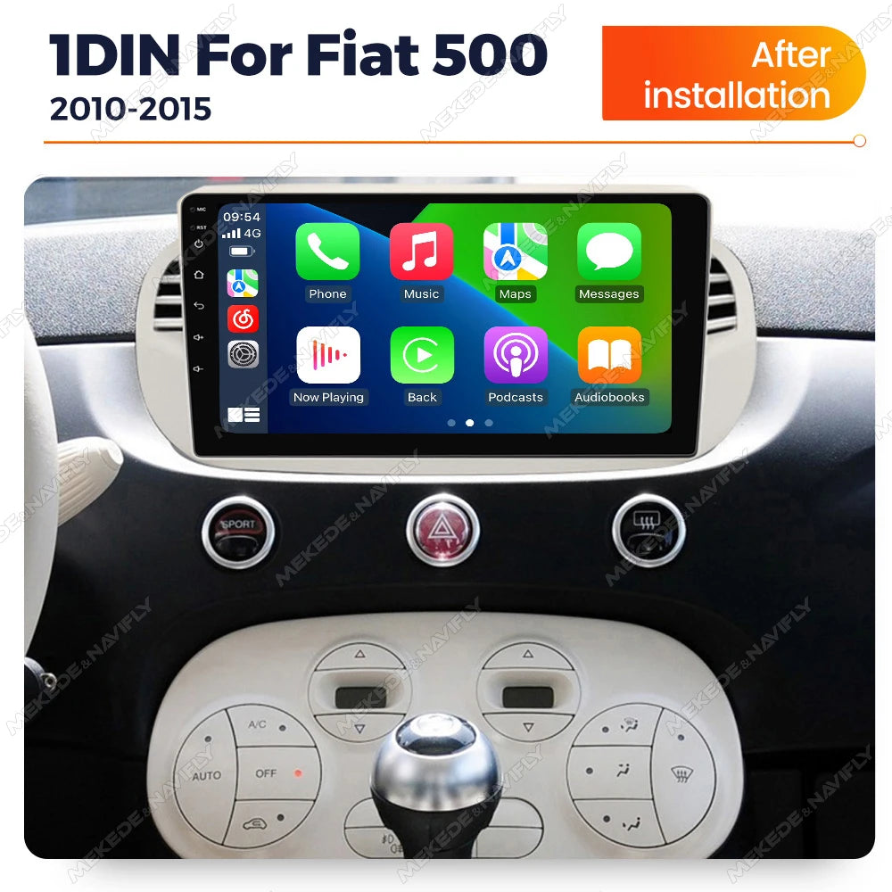 Android 14 For Fiat 500 2010-2015 9inch Car Radio Stereo GPS Navigation Steering Wheel Mul