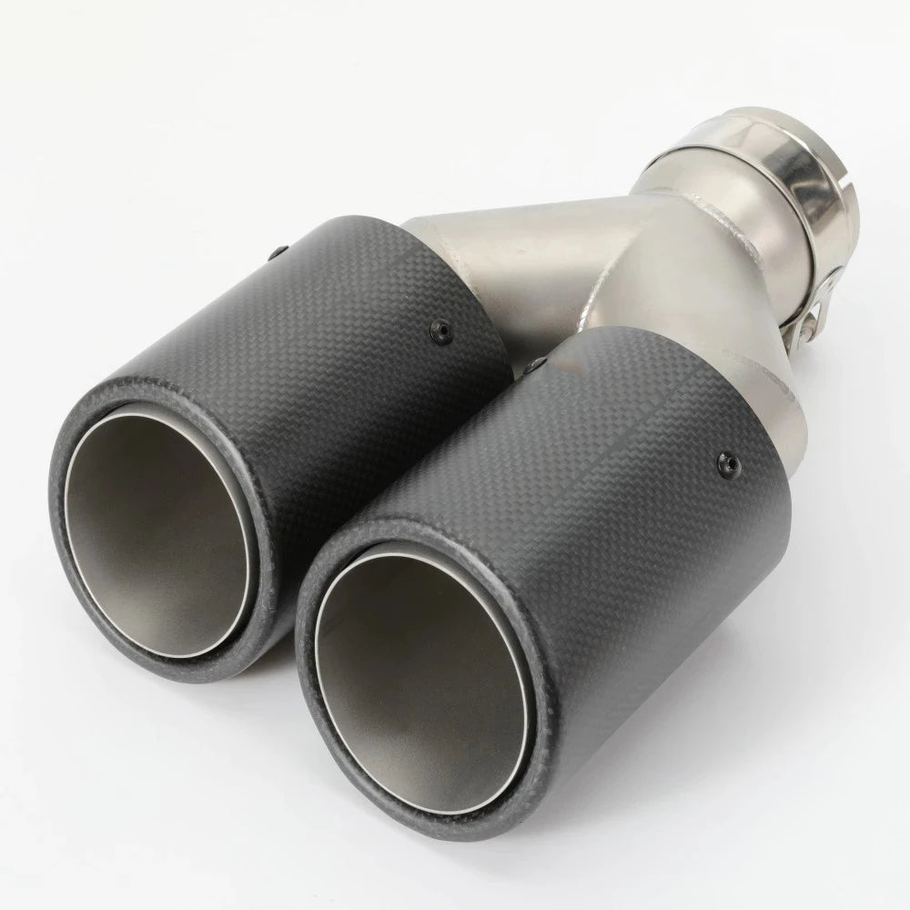 1 Piece Car Carbon Fiber Matte Muffler Tip Y Shape Double Exit Exhaust Pipe Mufflers Nozzle Deco - Automotive LED Light