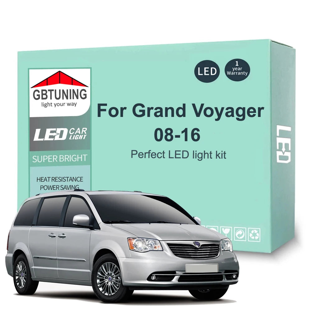 16-Piece LED Interior Light Kit for Chrysler Lancia Grand Voyager 2008-2016 - Canbus Dome Map Door Trunk Bulbs | AUTO...