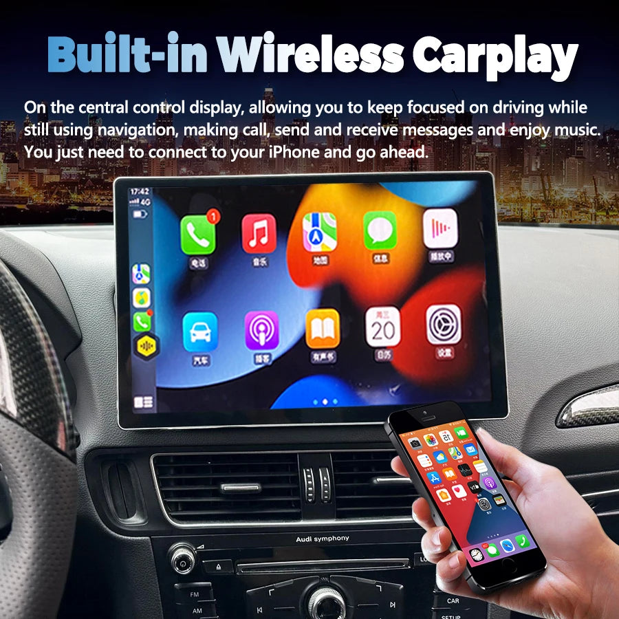 256GB Android 15 Screen Car Stereo For Audi Q5 2009-2016 WIFI 4G SIM Split Screen BT GPS N