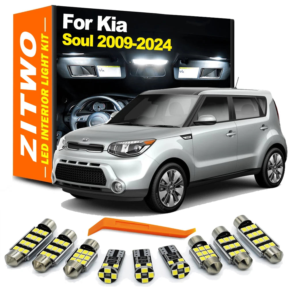13Pcs Vehicle LED Bulb Interior Dome Map Reading Light Kit For Kia Soul 2009- 20 for Kia 2009-2017 - Canbus LED Car Ligh