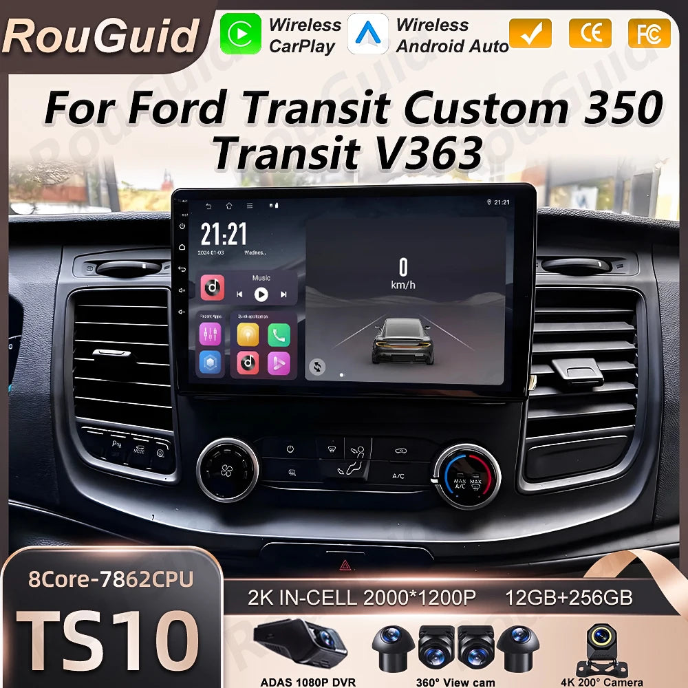 Android 16 Auto Car Radio For Ford Transit Custom 350 Transit V363 Wireless Carplay Multim | AUTOKITSHOP