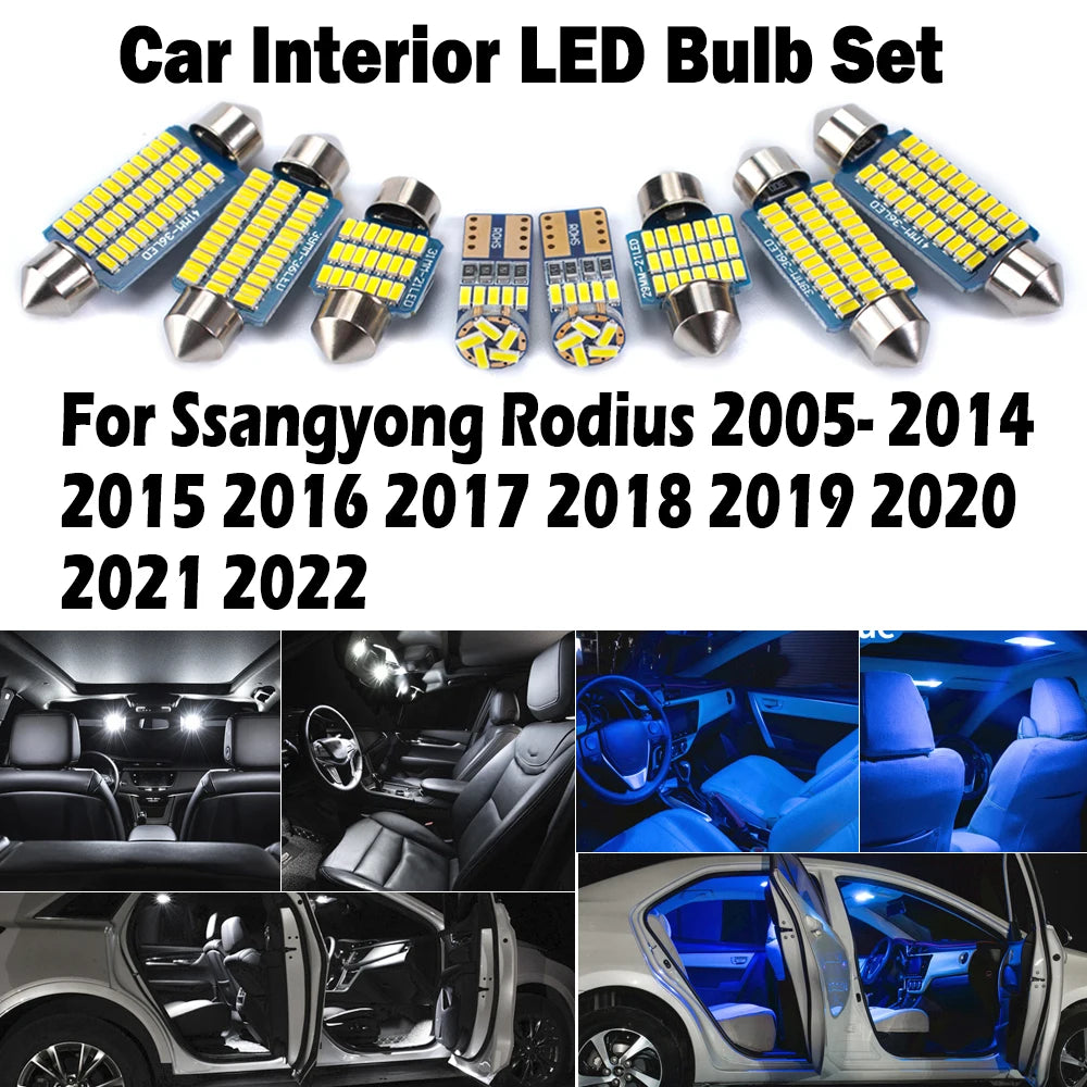 LED Interior Light Kit for Ssangyong Rodius 2005- 2015 - Canbus Dome Map Door Trunk Bulbs | AUTOKITSHOP