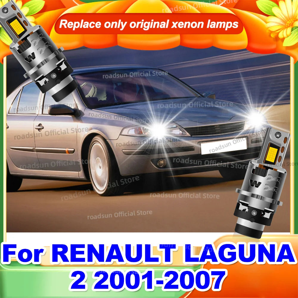 LED Headlight Canbus Bulbs 50000LM Turbo Lamp 6000K Replace Original Xenon HID For RENAULT