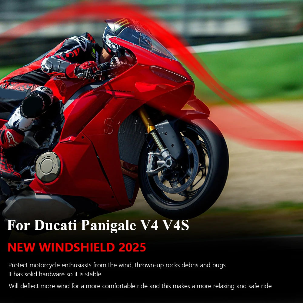 Wind Screen Fit Ducati Panigale V4 V4S V4R 2025 Motorcycle Windshield Windscreen for V4S V4R V4 - Automotive LED Light
