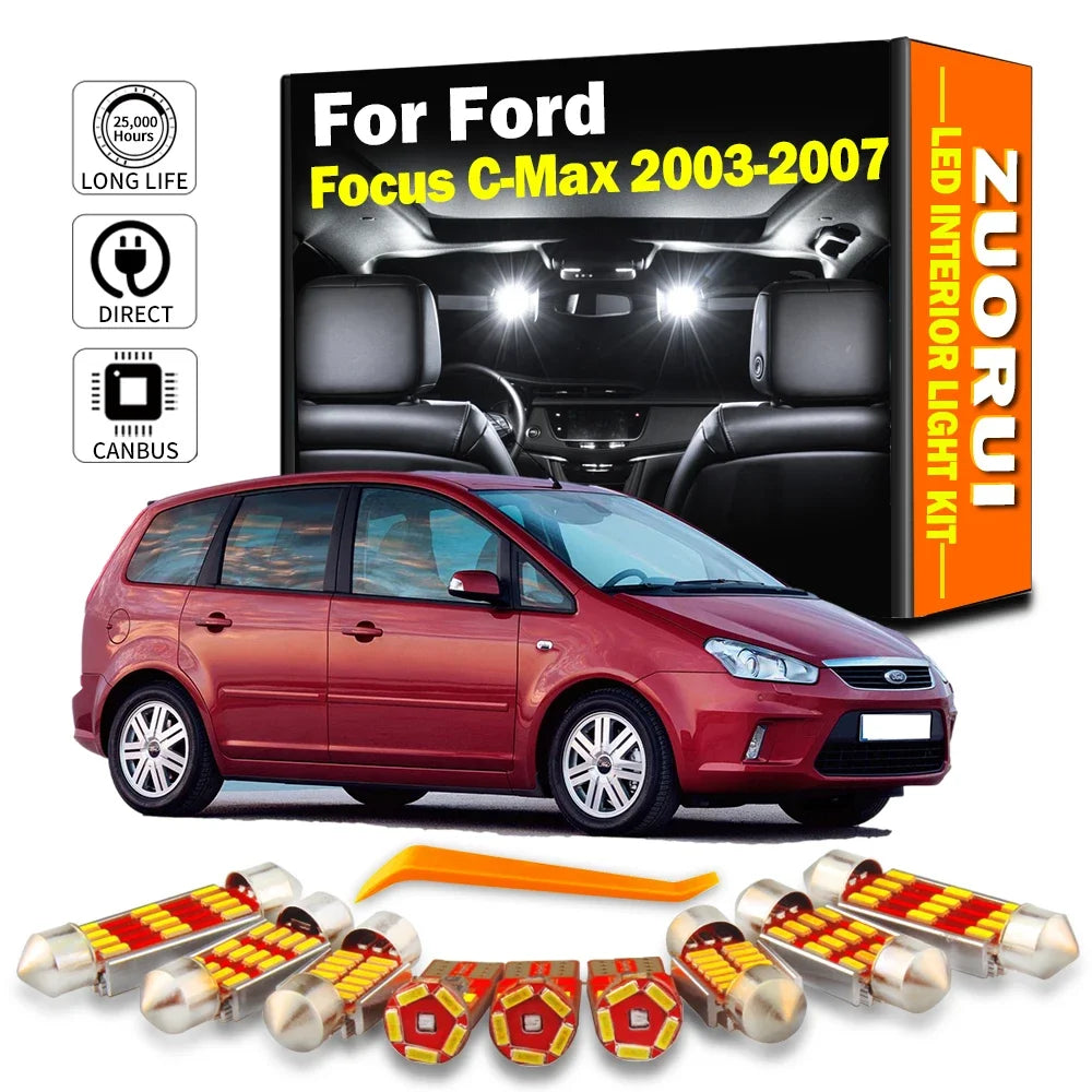 16-Piece LED Interior Light Kit for Ford Focus C-Max Cmax C Max - Canbus Error-Free Bulbs | AUTOKITSHOP