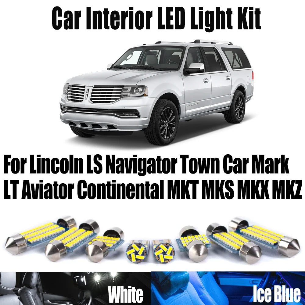 LED Interior Light Kit for Lincoln LS Navigator Town Car Mark LT Aviator Continental MKT MKS MKX MKZ - Canbus Error-F...