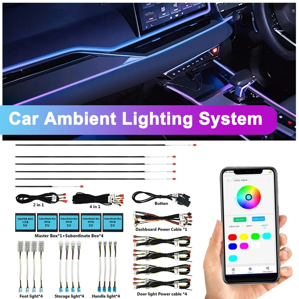 64 Color - Ambient Light - App Control - Car Interior Lighting