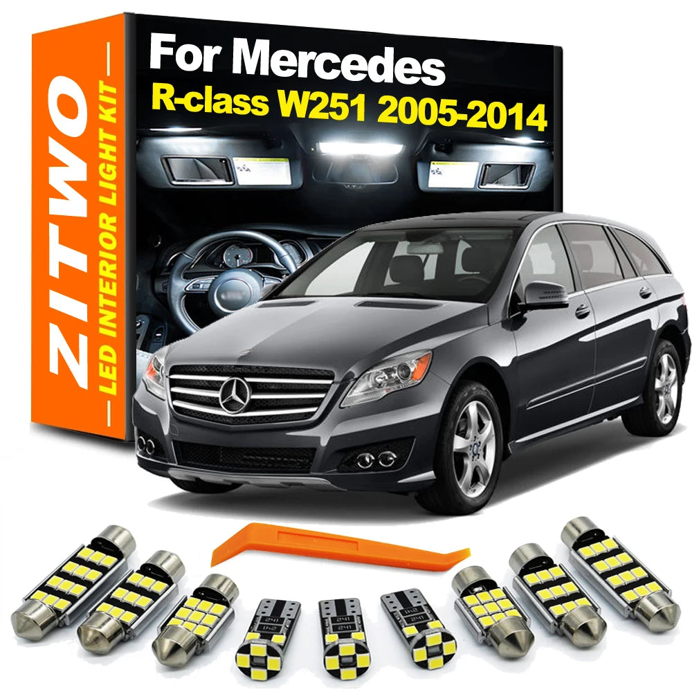 ZITWO 22Pcs LED Interior Light Canbus Kit For Mercedes Benz R Class W251 R300 R320 R350 R500 2005-2014 Trunk Dome Courtesy Bulb