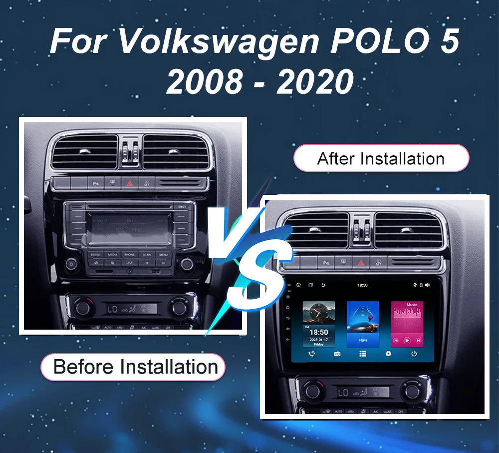 Android 16 Carplay Car For Volkswagen POLO 5 2008 - 2020 Auto Radio Stereo Multimidia Play
