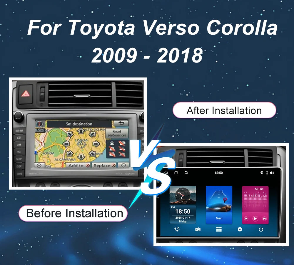 Android 15 Carplay For Toyota Verso R20 2009-2018 Auto Radio Multimidia Player GPS Navigat