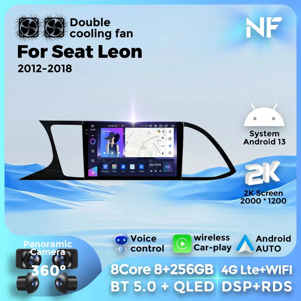 QLED Screen Android 13 Car Multimedia Player for Seat Leon MK3 2012 2013 2014 2015 2016 -  | AUTOKITSHOP