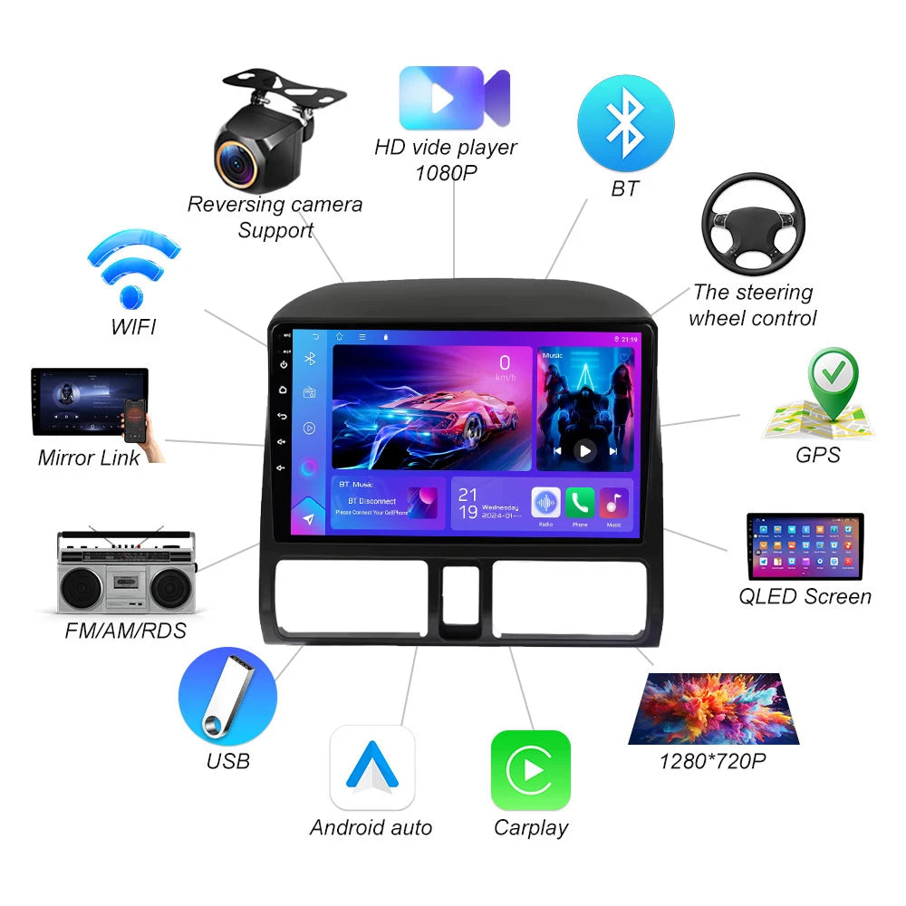 Android 16 8 Core Carplay Car Radio For Honda Cr-v Crv 2001 2002 2003 2004 2005 2006 Multi | AUTOKITSHOP