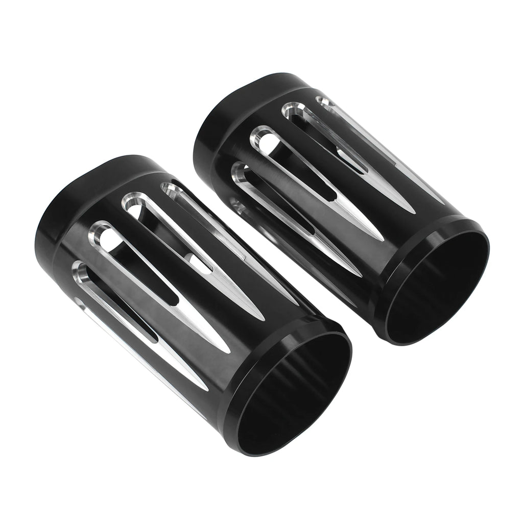 Black CNC Cut Aluminum Motorcycle Fork Boot Slider Cover For Harley Touring Electra Street Road  - Automotive LED Light