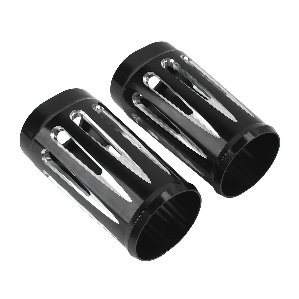 Black CNC Cut Aluminum Motorcycle Fork Boot Slider Cover For Harley Touring Electra Street Road  - Automotive LED Light