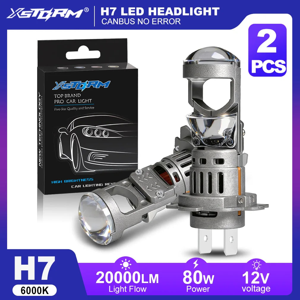 XSTORM H7 LED Headlight Projector Lens Canbus 20000LM 80W LED H7 Light Hi/Low Beam Lamp Ca