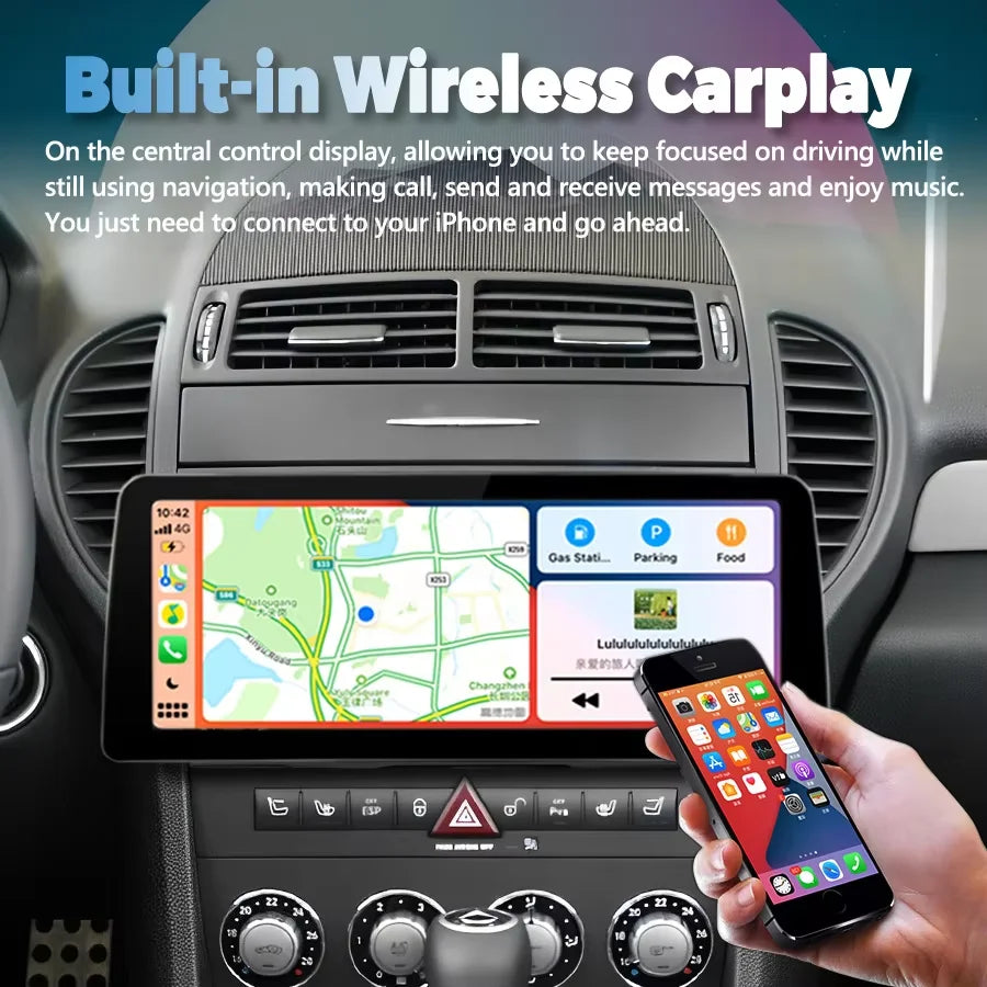 12.3" Radio Android 14 Car Video Player Stereo For Benz SLK class R171, SLK200, SLK280, SL