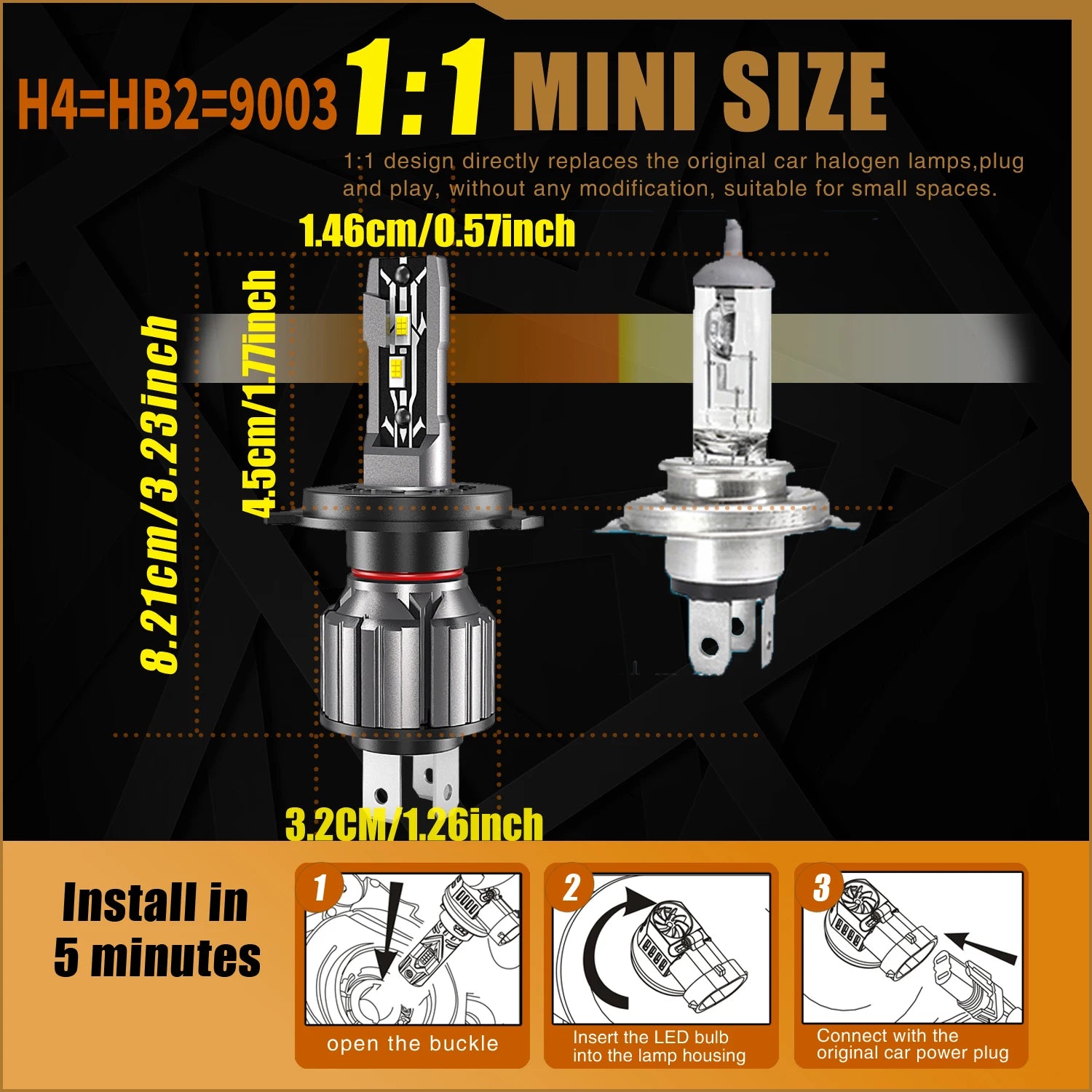 H4 Led Headlight Canbus HB2 9003 Car Bulb High Power Light Diode Lamp 12v 55w For Toyota F