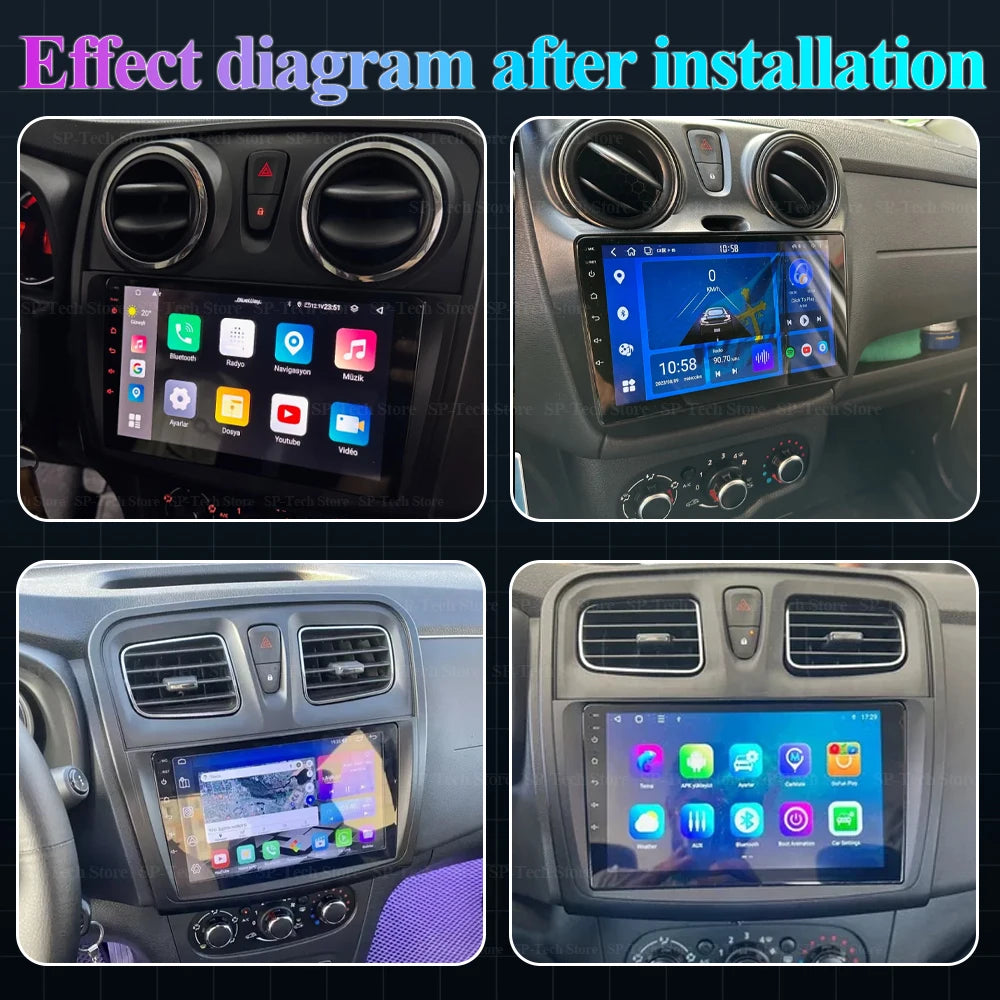 Android 16 Carplay Auto For Renault Logan 2 Sandero 2 2012 - 2016 2017 2018 2019 Car Radio | AUTOKITSHOP