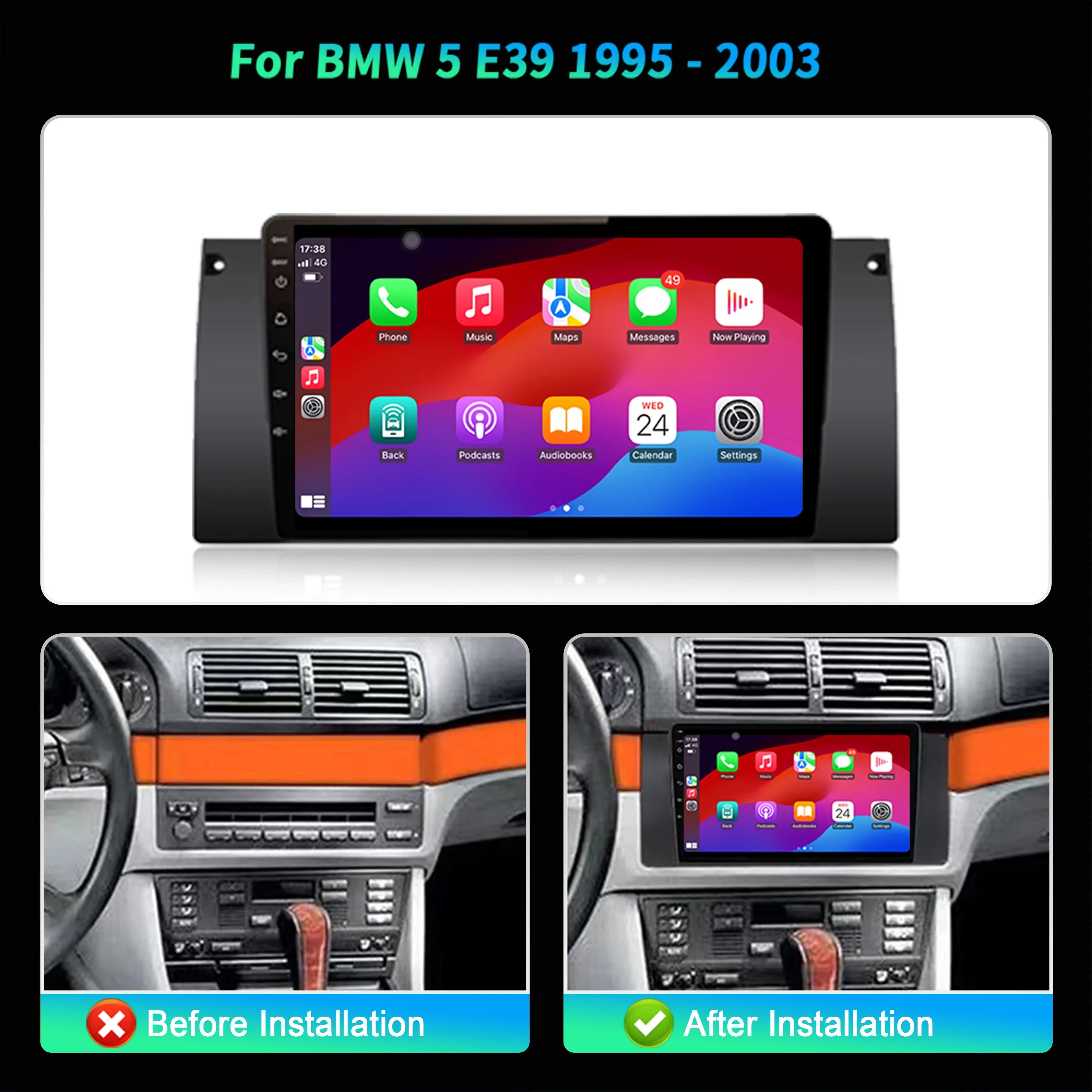 9 inch Car Radio Android 16 For BMW 5 E39 1995-2003 Multimedia BT Carplay Navigation Head