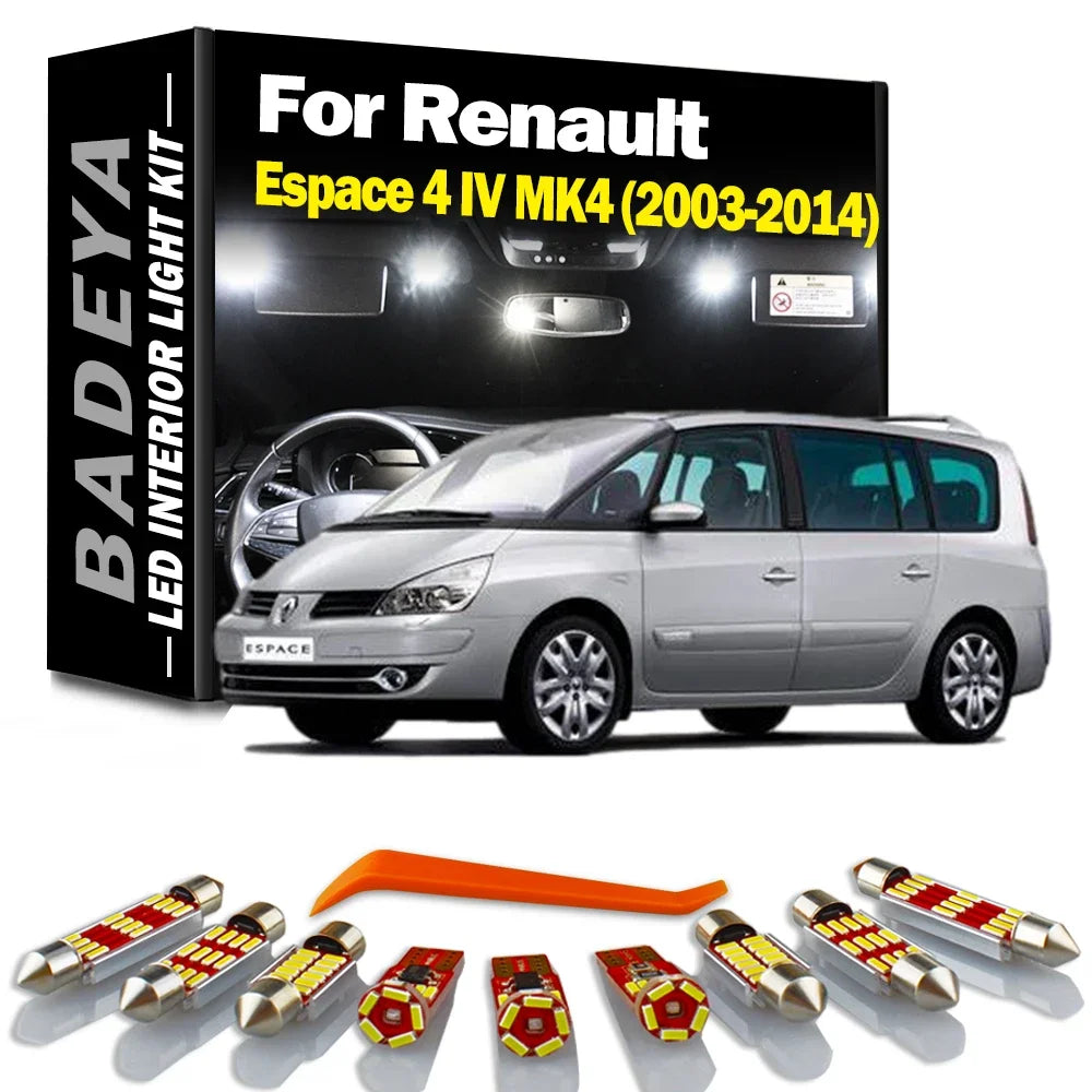 BADEYA Canbus LED Interior Map Dome Trunk Light Kit For Renault Espace 4 IV MK4 2003-2011