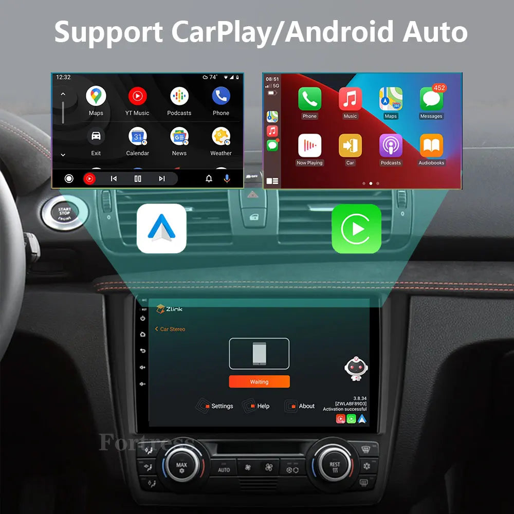 Android 16 For BMW 1-Series E88 E82 E81 E87 2004 - 2012 2K QLED Android Car Radio Multimed