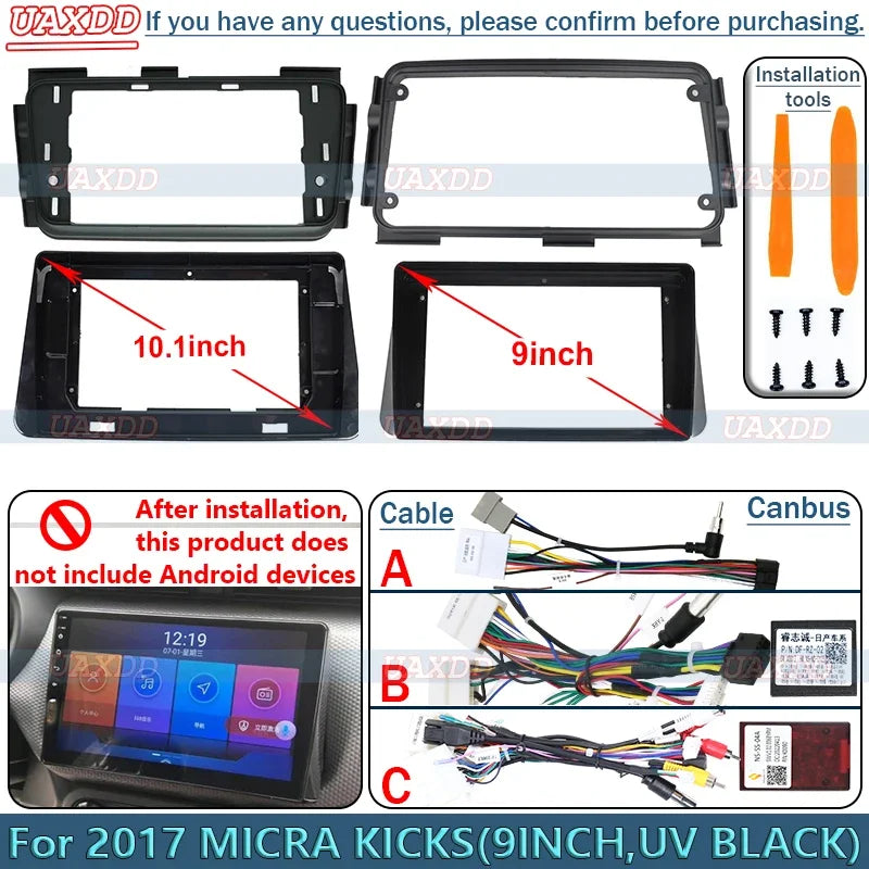 For Nissan 2017 Kicks Micra 9 10inch Radio Android Stereo Frame Panel Fascia Dashboard Cab