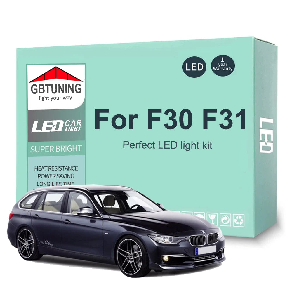 6-Piece LED Interior Light Kit for BMW 3 Series F30 F31 Sedan Touring 320 325 328 330 2013-2018 - Canbus Dome Map Doo...
