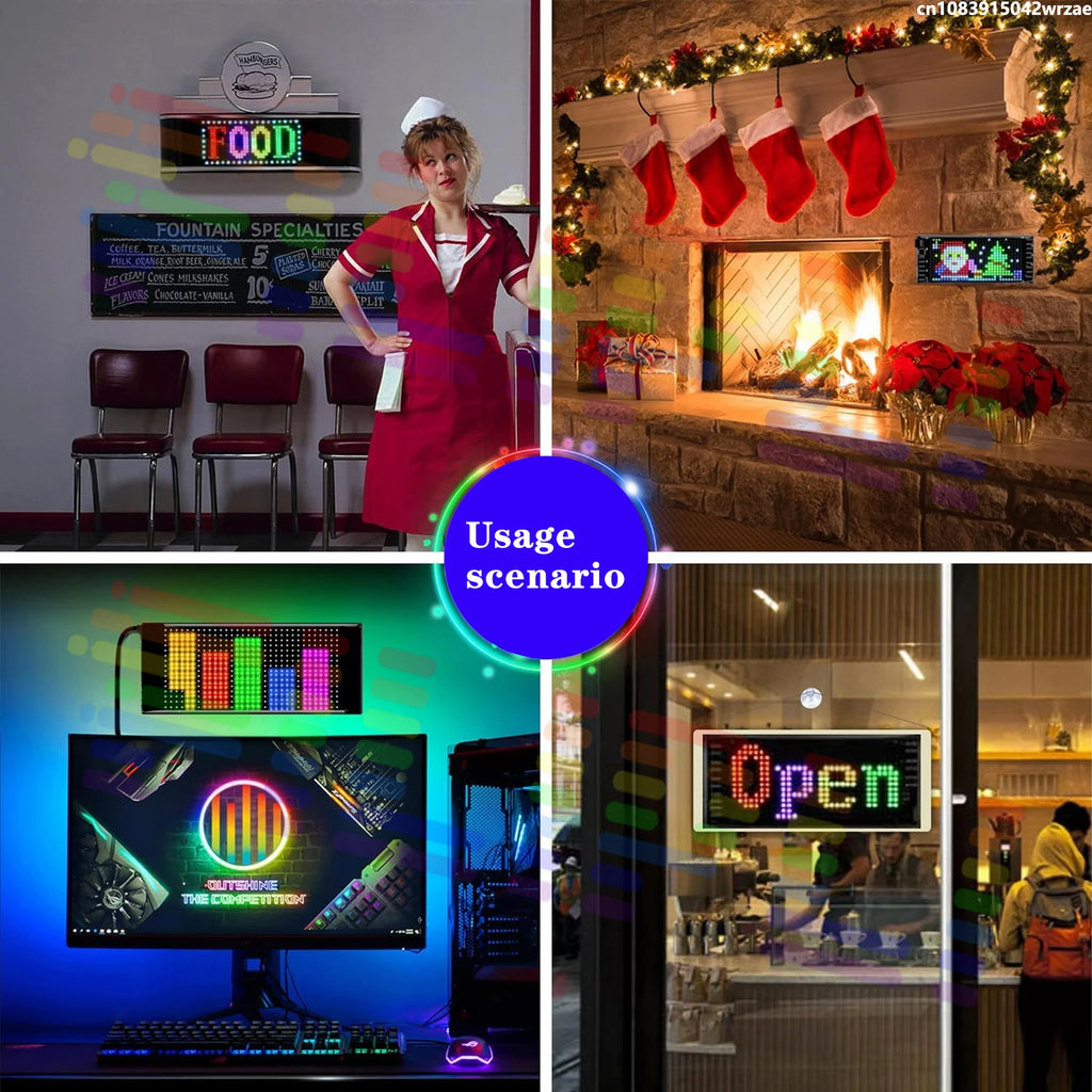 AI Voice Function LED Logo APP LED Matrix Pixel Panel Night Light DIY Programmable Flexibl | AUTOKITSHOP