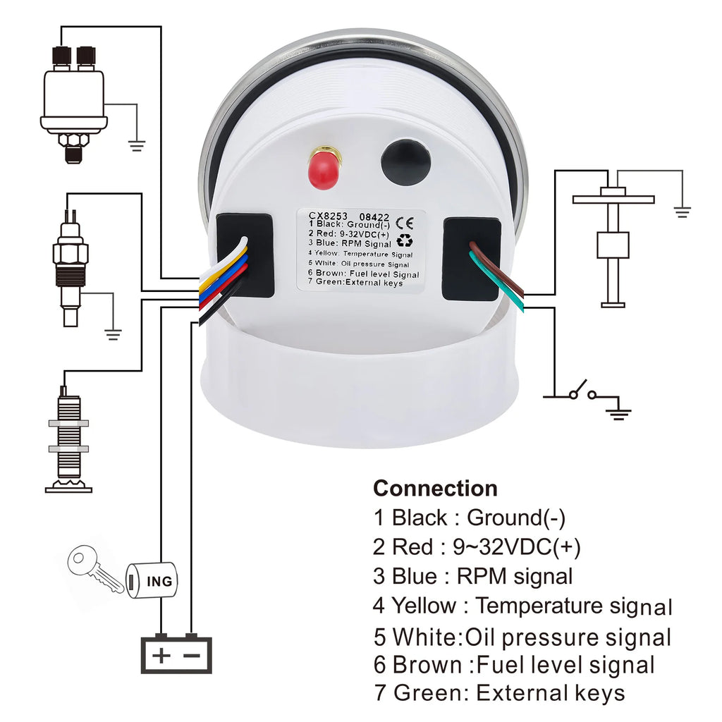6 in 1 Multi-functional 85MM GPS Speedometer+Fuel Level+Water Temp+Oil Press+Volt+Tachometer Tem - Automotive LED Light