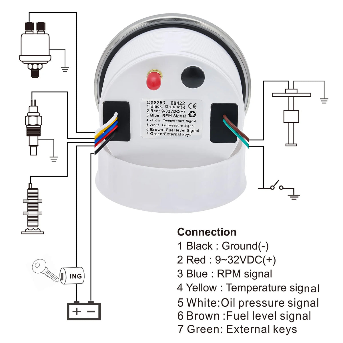 6 in 1 Multi-functional 85MM GPS Speedometer+Fuel Level+Water Temp+Oil Press+Volt+Tachometer Tem - Automotive LED Light