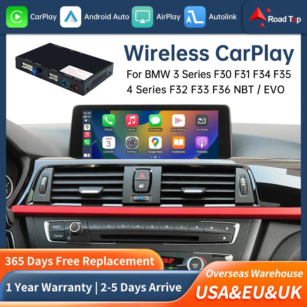 Road Top Wireless Carplay Decoder Interface For BMW 3 4 Series F30 F31 F32 F33 F34 F35 F36 | AUTOKITSHOP