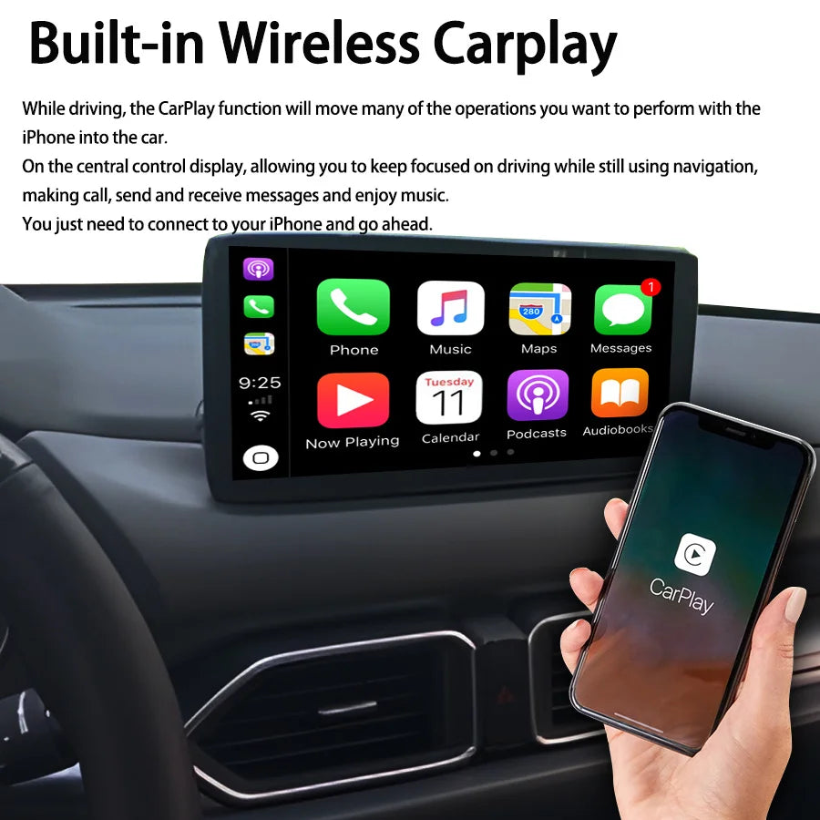 256GB Android 14 Screen For Mazda CX5 Cx-5 2017 2018 2019 CarPlay GPS Stereo Navigation Ca