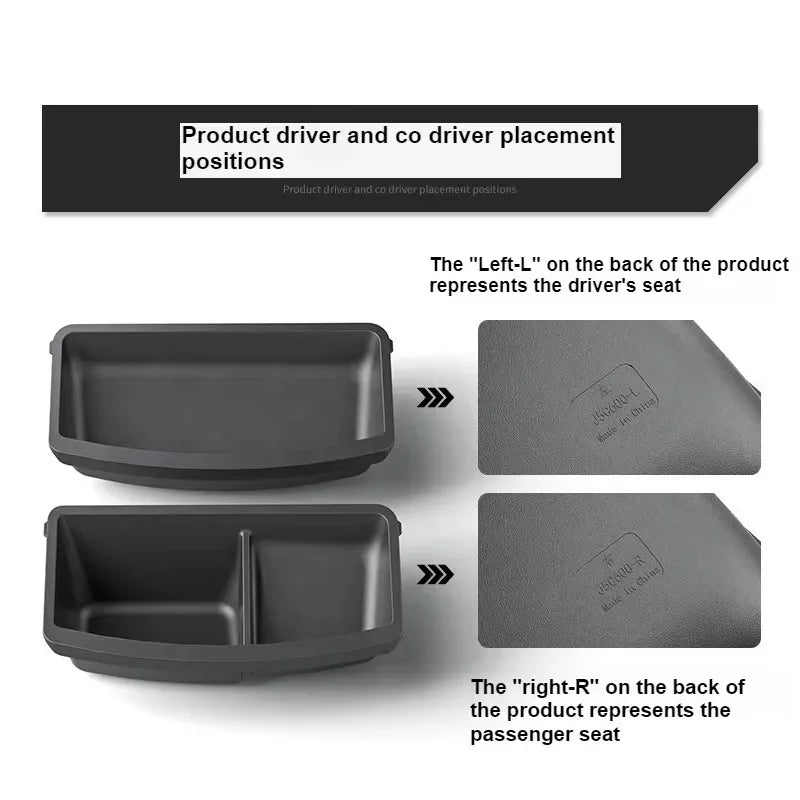 TPE Under Seat Storage Box Drawer For Tesla 2026 Model YL 6-Seat Front Rear Seat Lower Organizer - Automotive LED Light