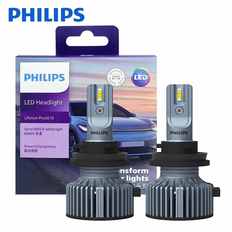 Philips LED H11 Ultinon Pro3015 12V/24V 6000K Bright White Auto Headlight LED Lamps, 2x