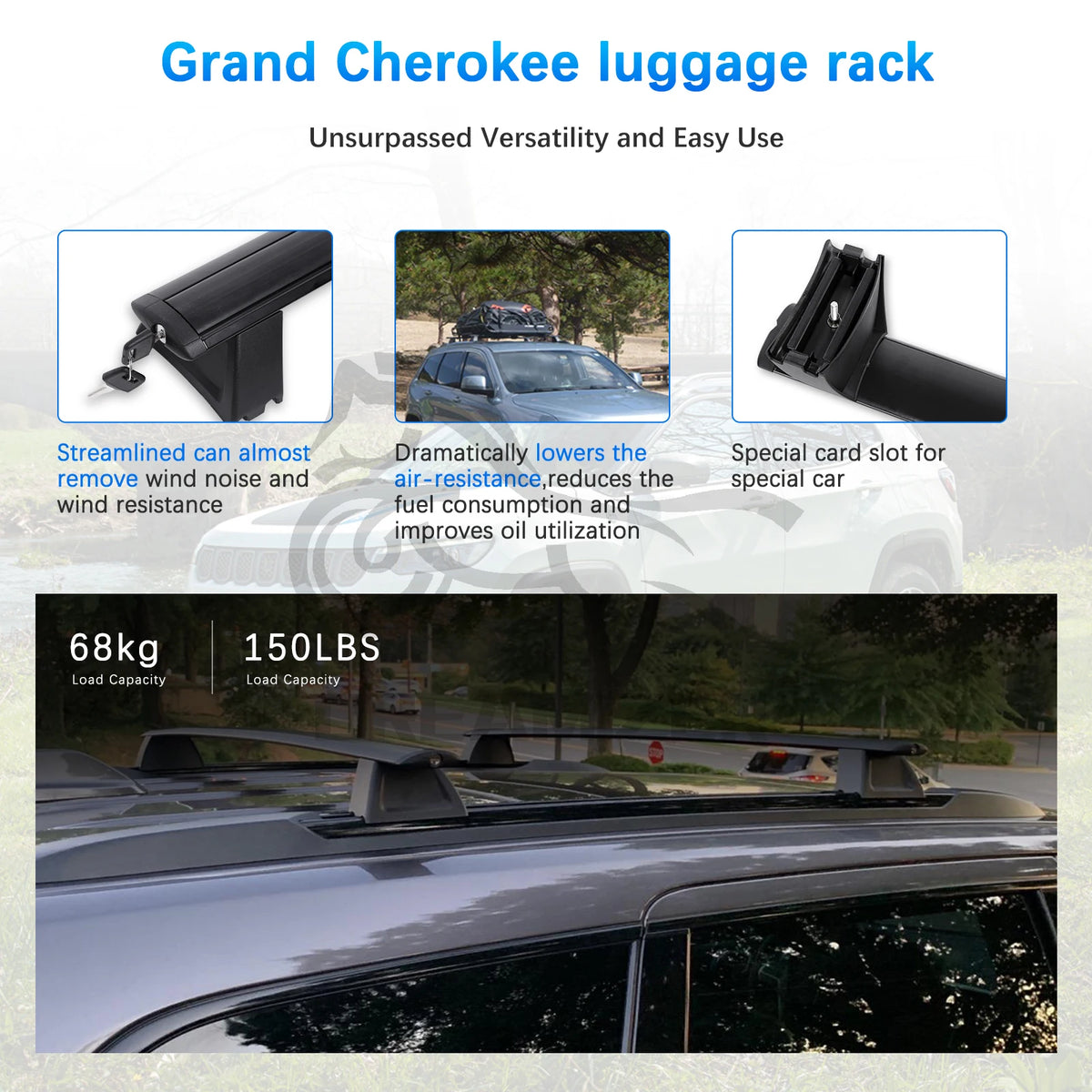 Roof Rails For Cars Crossbars Roof Racks Luggage Racks Replacement For Jeep Gran for Jeep 2011-2021 - Automotive LED Lig
