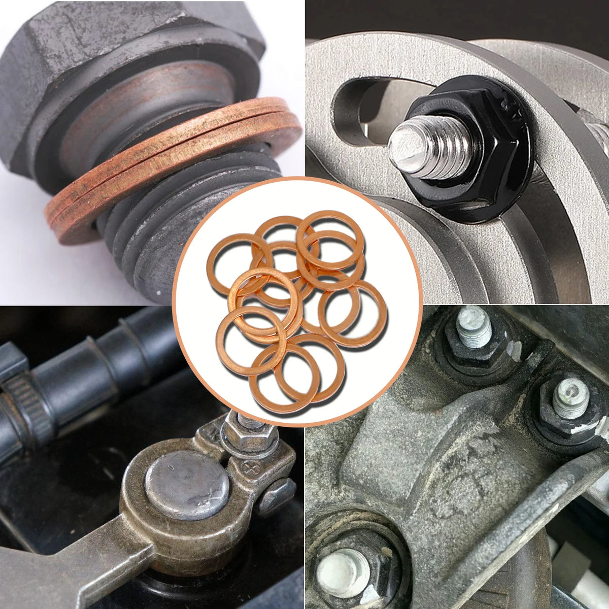 Copper Gasket Boxed Multistandard O Shaped Copper Gasket Combination Oil Plugging and Sealing Ri - Automotive LED Light