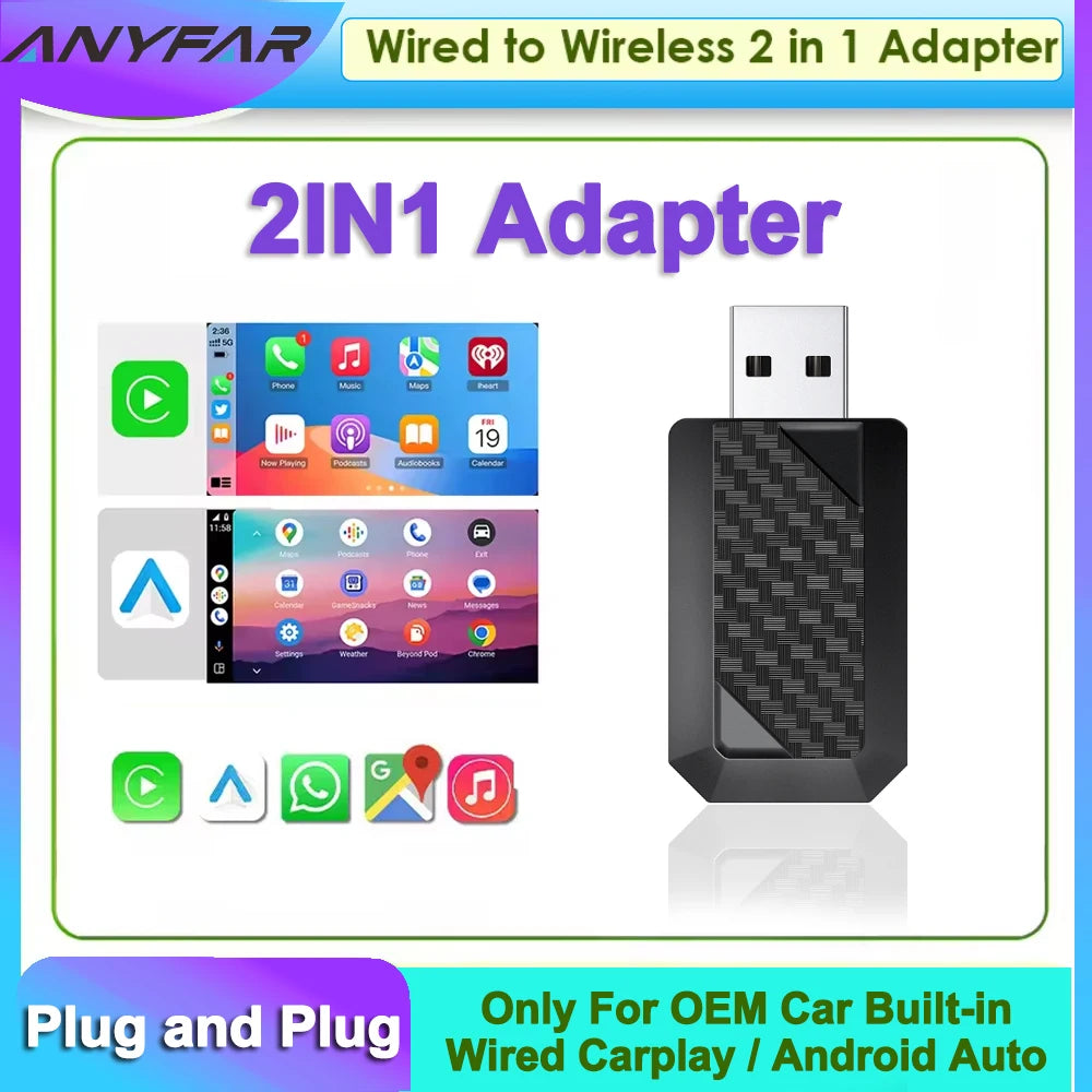 USB New 2 In 1 Mini Wireless Carplay Android auto Wireless Adapter Smart connectivity for