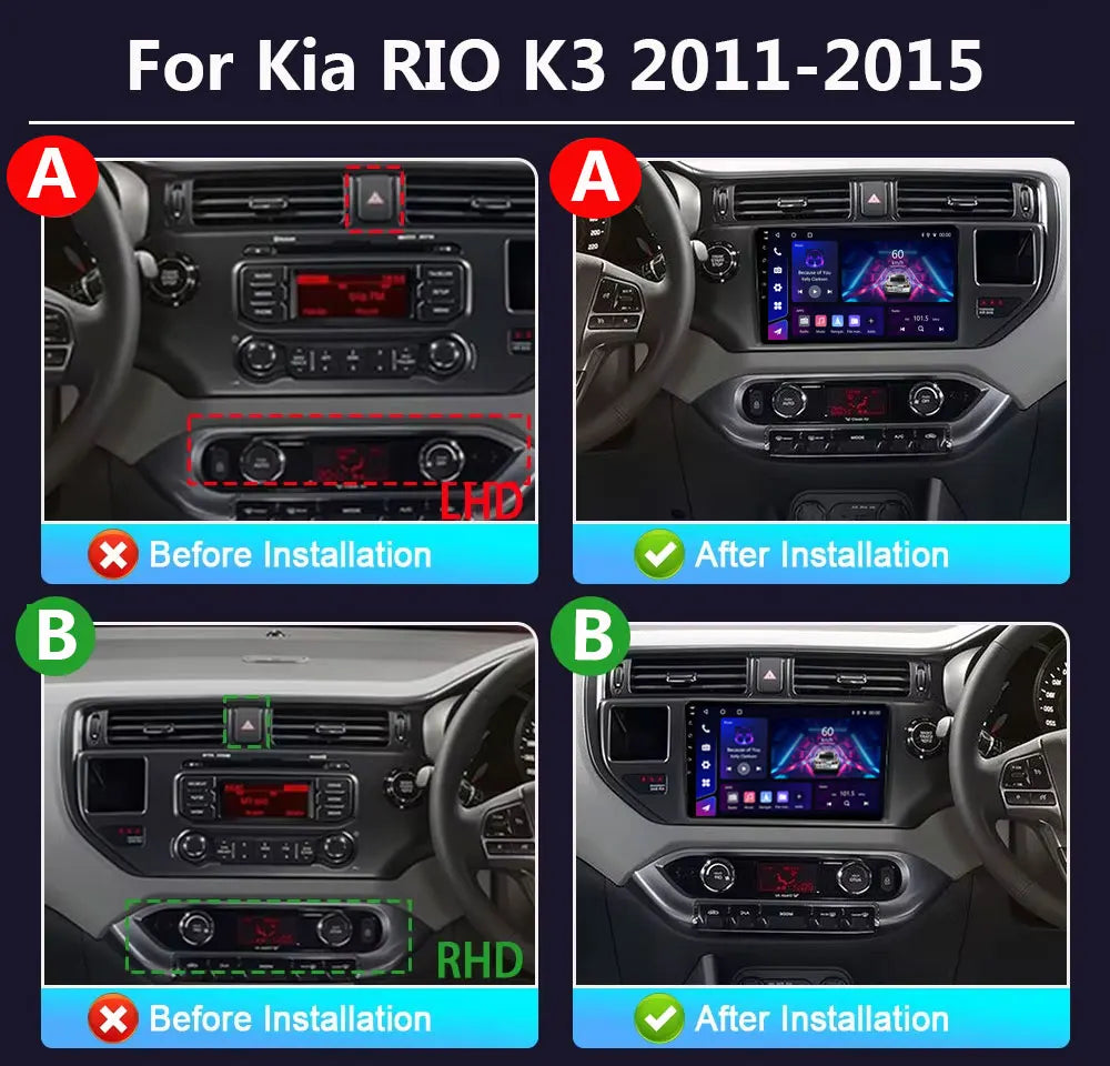 Android 16 Carplay DSP Car Radio For Kia RIO 4 K3 2011 2012 - 2016 2017 Autoradio Multimed